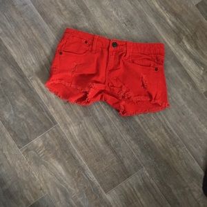 red summer shorts